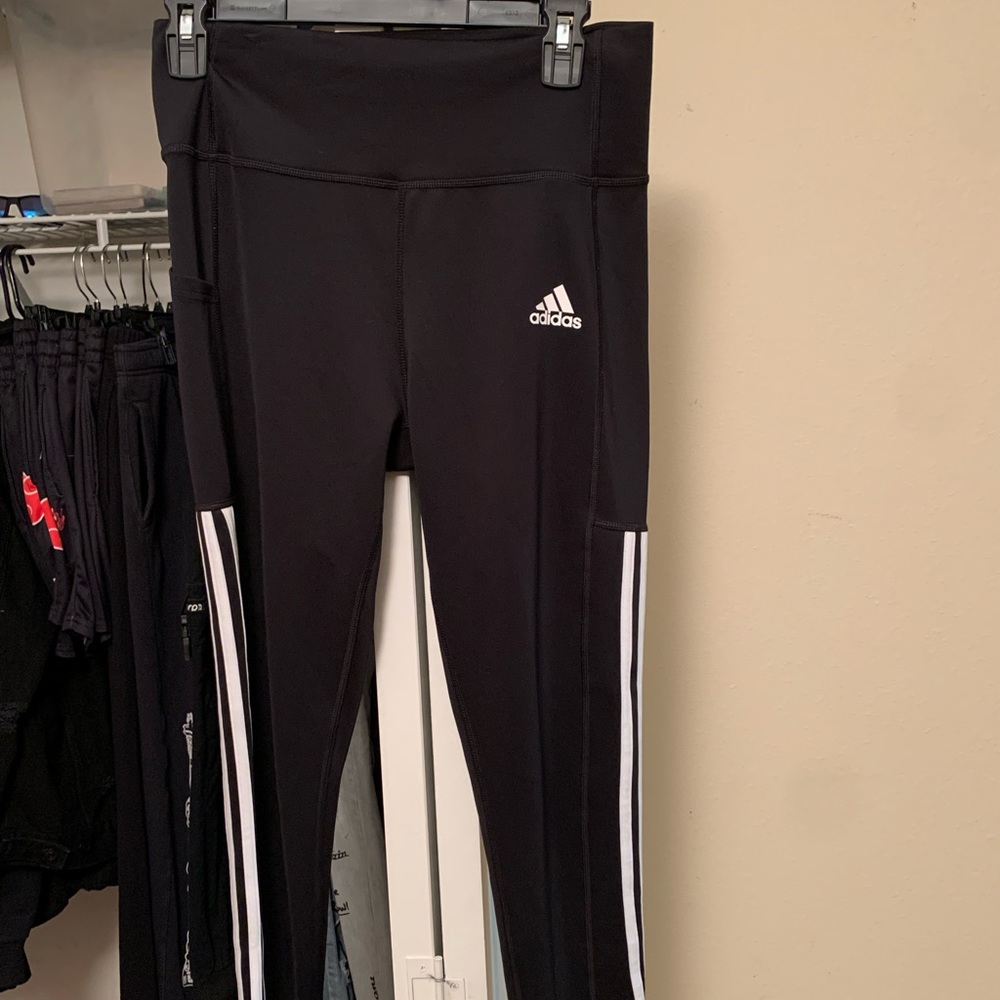Black & White Striped Adidas Leggings